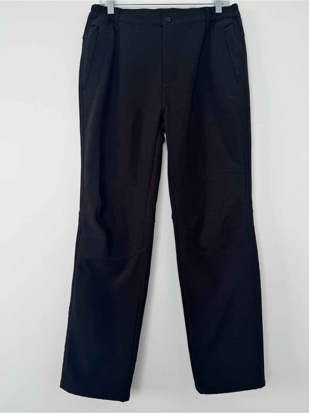 Mens Fleece Lined Softshell Hiking Pants Black 32x30 Water Resistant Cargo Snow